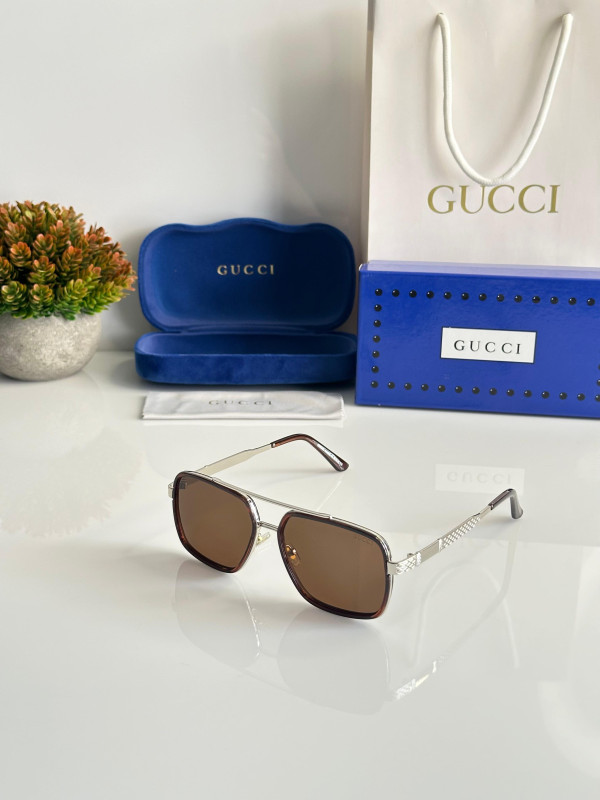 GUCCI 094 SILVER BROWN SUNGLASS