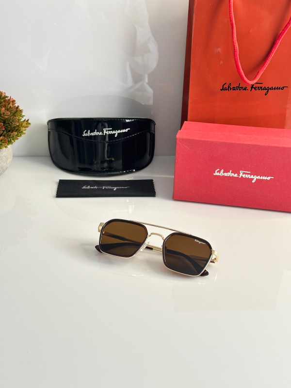 SALVATORE FERRAGAMO 286 GOLD BROWN SUNGLASS